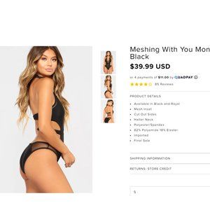 Black Monokini - Never Worn